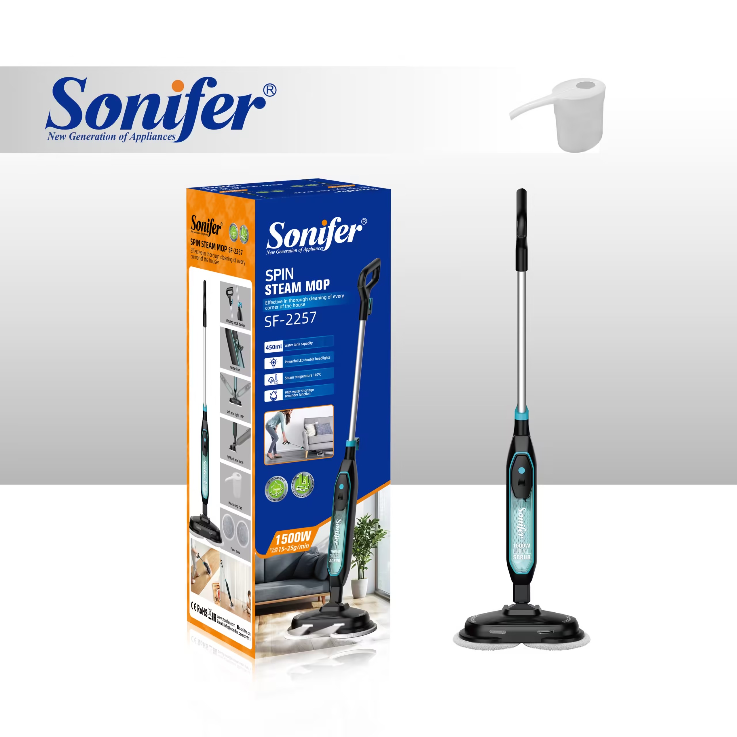 Sonifer SF-2257 Spin Steam Mop – Professional Buxarlı Təmizlik Cihazı